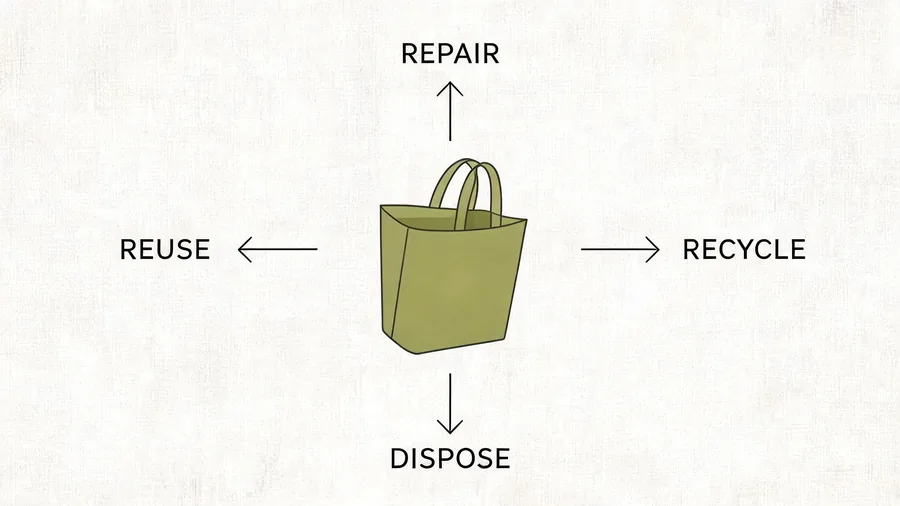 Diagram of end-of-life options for eco friendly tote bags