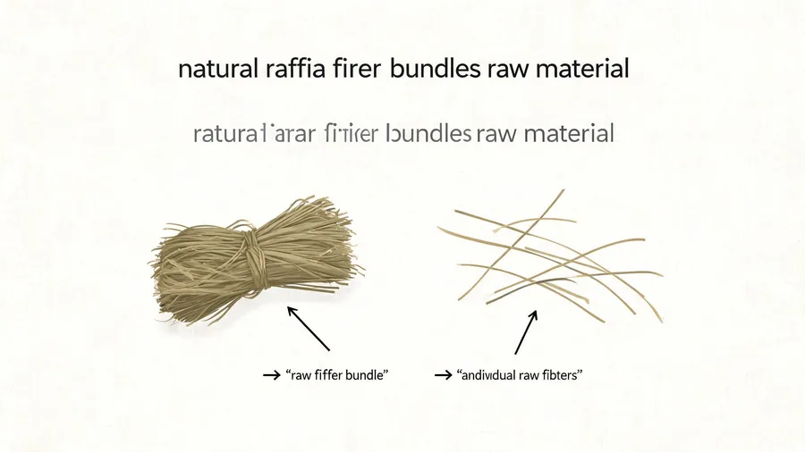 Natural raffia fiber bundles before weaving