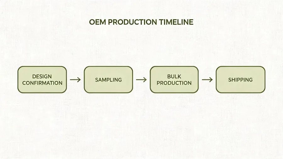 Flowchart of the Camytonc OEM production timeline from design to shipping